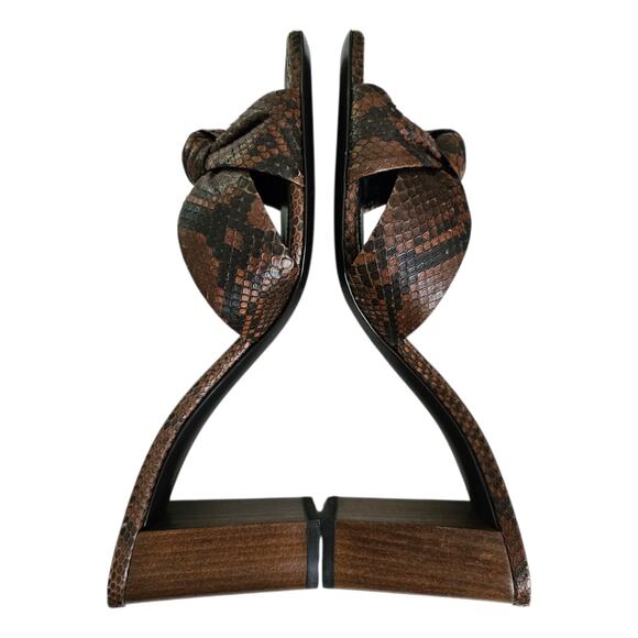 Saint Laurent Bianca Knot Snake Python Heel Sandal Mule Brown Size 41 US 11 - Picture 6 of 12